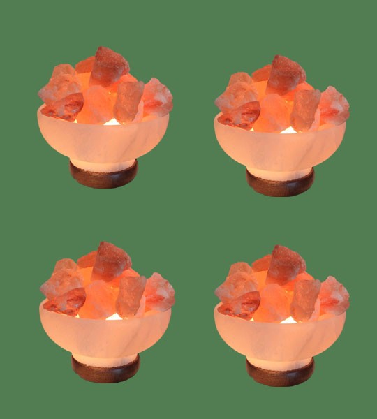 Himalayan Salt Lamp White Fire Bowl Round with Pink Chunk 4 units